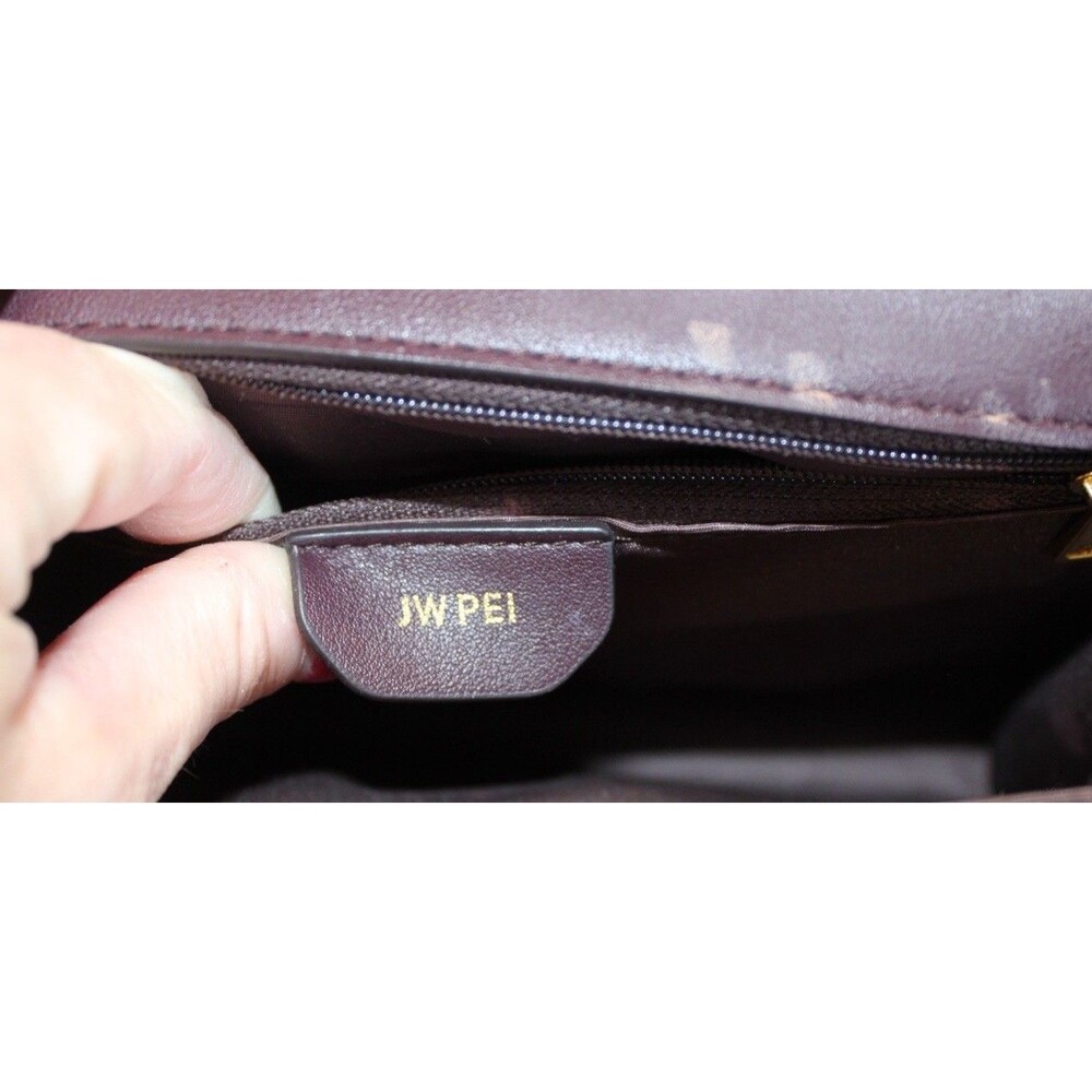 JW PEI Mini Flap Crossbody Bag Burgundy Brown Croc Embossed Vegan Leather Purse - Picture 9 of 10